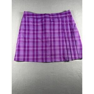 Callaway Womens Golf Skort Size 14 Purple Plaid Pleated Active Skirt‎ Pockets